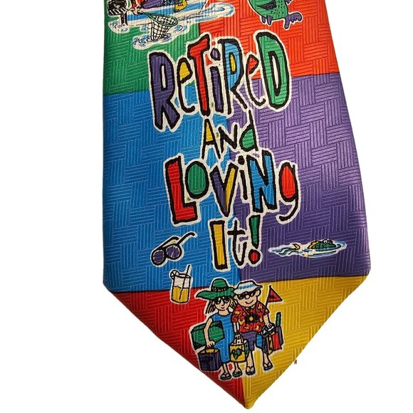 Neck Tie Novelty Retired & Loving It Necktie Big "Tie"Mer Polyester - Picture 1 of 12